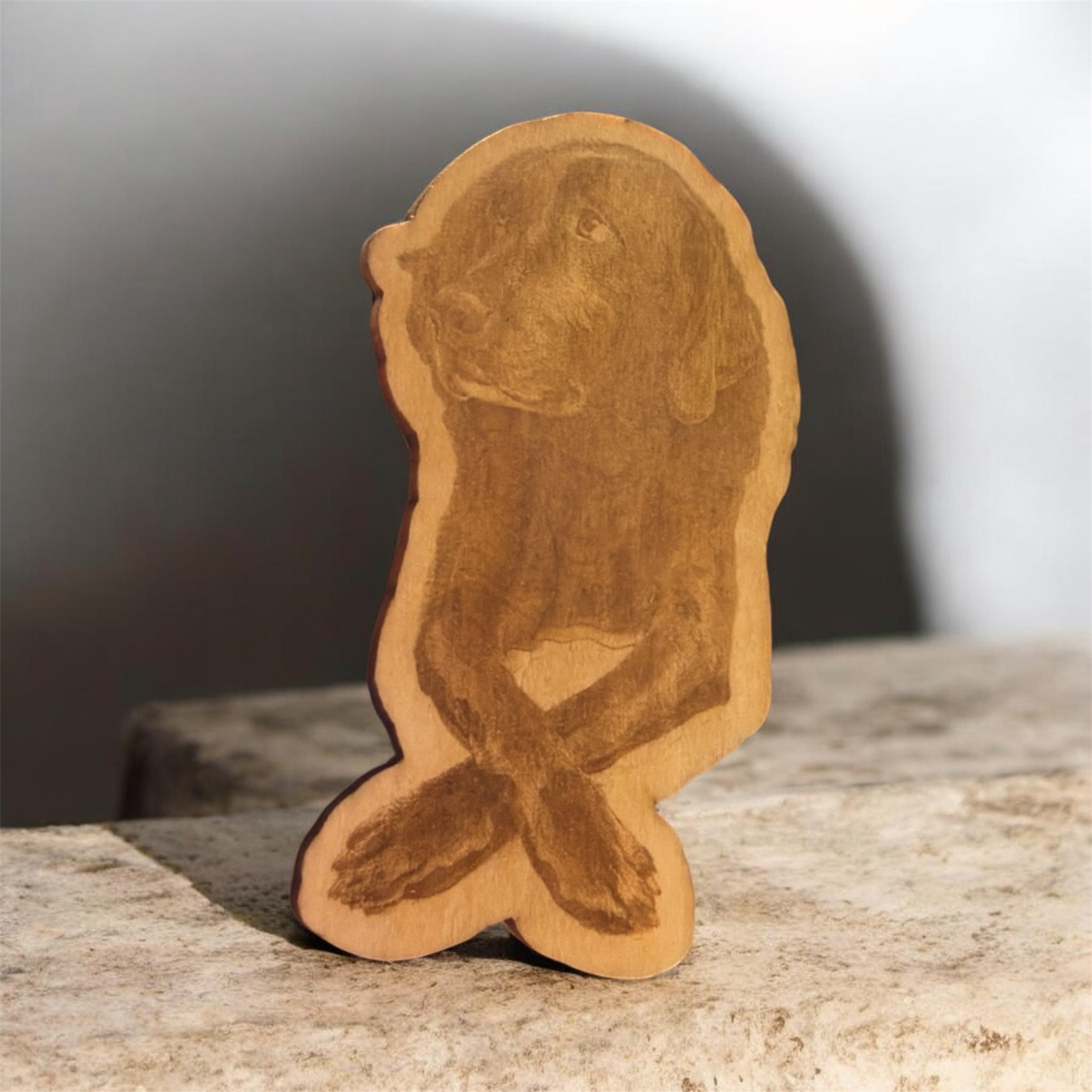 Custom Laser Engraved Pet Portrait — Wood Cutout